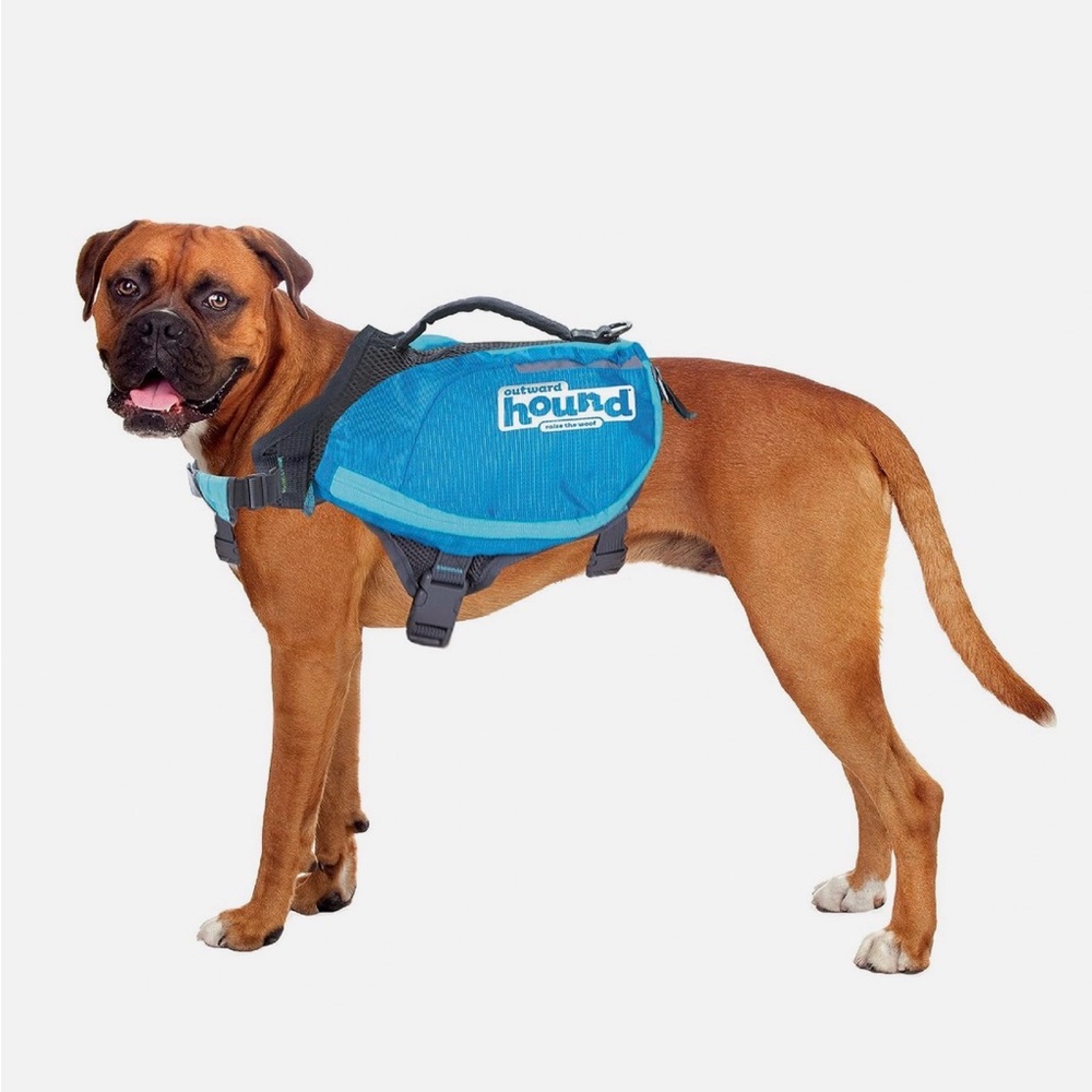 Outward Hound Teal Blue Dog Saddle Day Pack with Handle